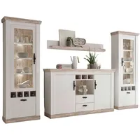 Furn.design Wohnwand "Rovola" Pinie weiß / Oslo Pinie Landhaus