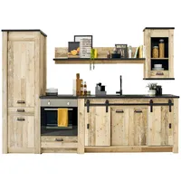 Furn.design Küchenzeile, Natur, Metall, Nachbildung,Nachbildung,Altholz, Holz Optik, Vintage, einzeln