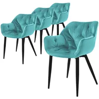 ML-Design Esszimmerstühle 4er Set Petrol, Küchenstuhl mit dickem Samtstoff