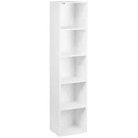Woltu Bücherregal mit 5 Fächern, Standregal Weiß, Würfelregal, freistehendes