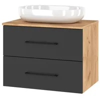 Planetmöbel Waschtischunterschrank LUX 70cm Gold Eiche / Anthrazit OHNE