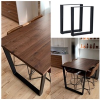 Melko 2x Möbelbein 40x43 cm Tischbeine Schwarz, Tischuntergestell Stahl