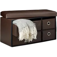 Relaxdays Sitzbank mit Stauraum, 6 Fächer, HxBxT:38x76x38cm, Kunstleder, faltbar,
