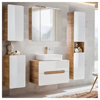 Lomadox LUTON-56 5-tlg. Hochglanz Weiß mit Wotan Eiche