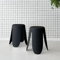 Sweeek 2er Set stapelbare Hocker, strukturierter Bouclébezug
