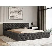 GRAINGOLD Polsterbett mit Bettkasten 140x200, Schwarz Samt, Palini