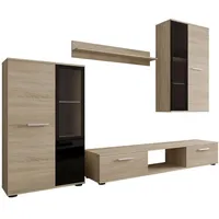 Mirjan24 Wohnwand Sonoma Eiche, Holzwerkstoff, Rechteckig, 235x180x41 cm, Wohnzimmer,