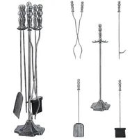 [en.casa] Kaminbesteck Dovre 5-teilige Kamingarnitur Silber