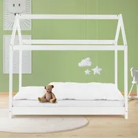 ML-Design Kinderbett 80x160 cm mit Dach und Lattenrost Weiß