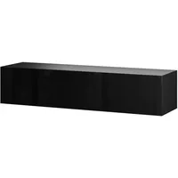 Planetmöbel Flur Möbel Garderobe Hängeschrank 1x 140 cm Schwarz,