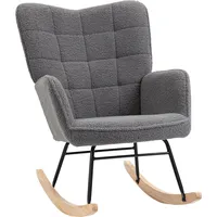 Homcom Schaukelstuhl Schwingsessel Akzentstuhl bis 120 kg, Polyester, Dunkelgrau