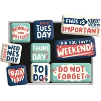 Nostalgic-Art Retro Kühlschrank-Magnete, 9 Stück, Happy Week – Geschenk-Idee