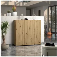 Möbelando Schuhschrank >Glossy< in Artisan Eiche - 120x115x34cm (BxHxT)