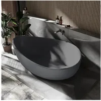 Bernstein Freistehende Badewanne wave stone Mineralguss Grau matt 180x110cm