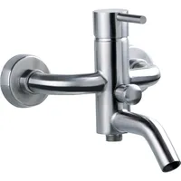 Evenes Aufputz-Wannenmischer inox Round, Ausladung 195 mm, Edelstahl matt