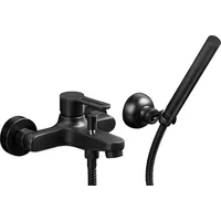 Evenes Aufputz-Wannenmischer-Set Enzan Nero, Ausladung 160 mm, schwarz matt