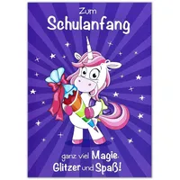 Perleberg - schöne Karte zum Schulanfang mit Einhorn Motiv