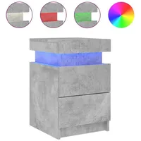 VidaXL Nachttisch mit LED-Leuchten, Betongrau 35x39x55 cm
