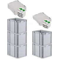 Proregal 5x Eurobox NextGen Grip mit Scharnierdeckel und grünen