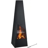 Relaxdays Gartenkamin mit Grillfunktion Schwarz