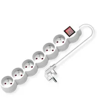 Value 6-fach Steckdosenleiste UTE mit Schalter, runde Dosen, weiß,