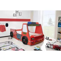 Aileenstore Autobett Kinder 90x200 cm Feuerwehrbett "Rio Firetruck" mit