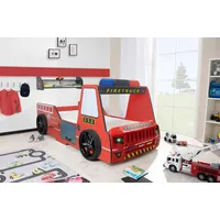 Aileenstore Autobett Kinder 90x200 cm Feuerwehrbett "Rio Firetruck" mit