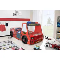 Aileenstore Autobett Kinder 90x200 cm Feuerwehrbett "Rio Firetruck" mit