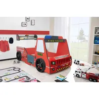 Aileenstore Autobett Kinder 90x200 cm Feuerwehrbett "Rio Firetruck" mit