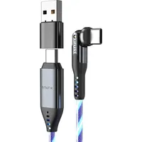 Statik PowerPivot Pro rotating 2-in-1 USB-C Cable Blue Glow