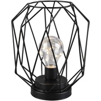 MeineWunschleuchte Industrial LED Tischleuchte narda Gitter schwarz matt, Batteriebetrieben
