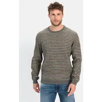 CAMEL ACTIVE Mouline Strickpullover im Streifenmuster in Grau-Gelb |