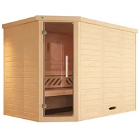 Weka Premium Massivholz-Elementsauna Kemi Eck 2 Ganzglastür, 9,0 kW
