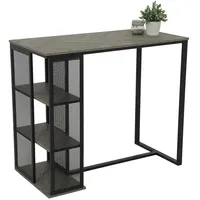HELA Tische Bartisch Klara, Dekor Fischgrät Grau, Metall-Regal-Gestell, 120x60x103cm