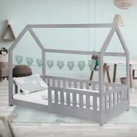 ML-Design Kinderbett 80x160 cm mit Rausfallschutz Lattenrost Hellgrau