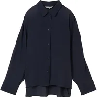 Tom Tailor Damen Oversized Bluse mit Struktur, blau, Uni,