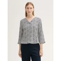 Tom Tailor Damen Gemusterte Bluse mit LENZINGTM ECOVEROTM, blau,