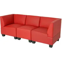 Mendler Modular 3-Sitzer Sofa Couch Lyon, Kunstleder ~ rot,