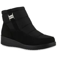 VAN HILL Damen Winter Boots Bequem Schuhe Schwarz, 37