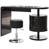 Vicco Schminktisch Lara Schwarz Hochglanz, 120 cm mit Hocker