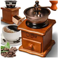 Retoo Kaffeemühle, Braun Retro Manuelle Kaffeemühle auf Holz mit