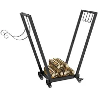 Outsunny Kaminholzregal 79x30x81cm Brennholzregal mit Rollen, Schwarz