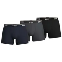 Boss Herren Brief 3P Power, Cotton Stretch, Logo blau,