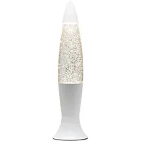 Licht-Erlebnisse Lavalampe Glitterlampe Tischleuchte Weiß 40 cm mit Leuchtmittel