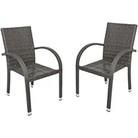 Harms Import 2x Stappelstuhl ALU Rattan-Optik Garten Möbel Veranda