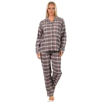 Creative by Normann Damen Flanell Pyjama Schlafanzug kariert mit