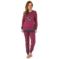 Normann Pyjama Damen Frottee Pyjama mit Bündchenund Stern Motiv