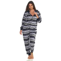 Normann-wäschefabrik Damen Jumpsuit Overall Schlafanzug Norweger-Look, Overall mit Kapuze