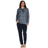 Normann Damen Frottee Pyjama Schlafanzug –Sterne als Motiv -