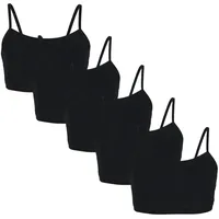 TupTam Mädchen Bustier mit Spaghettiträger 5er Pack, Farbe: Schwarz,